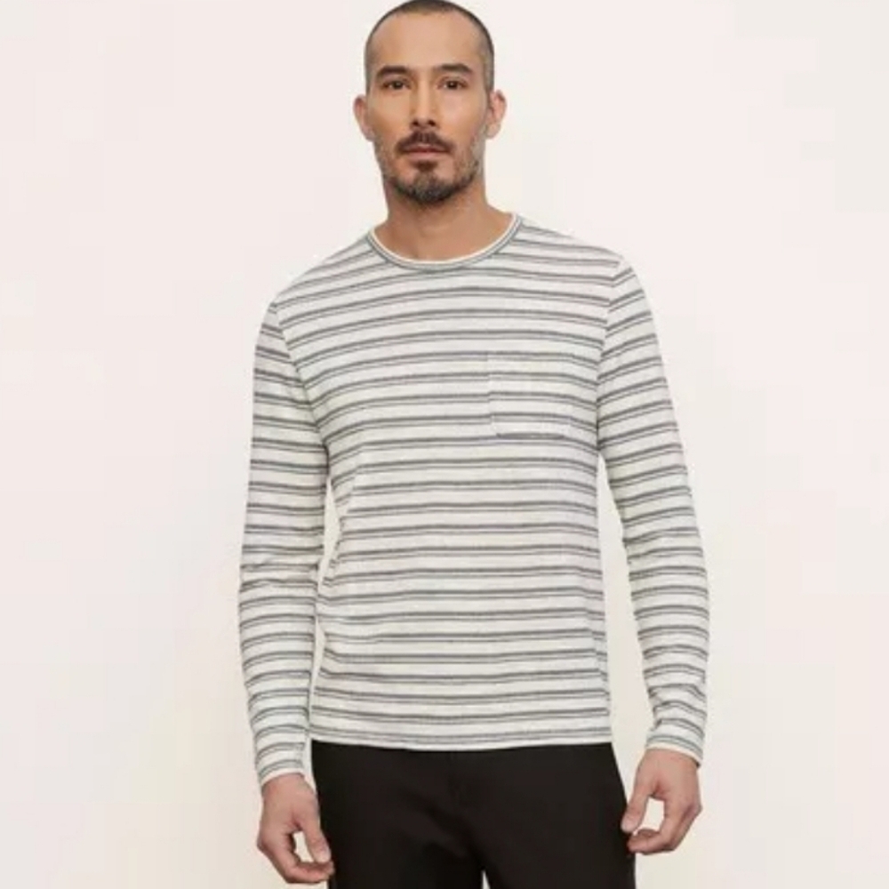 ❤️ VINCE CHEVRON STRIPE CREW NECK LONG SLEEVE TEE / SHIRT, LARGE